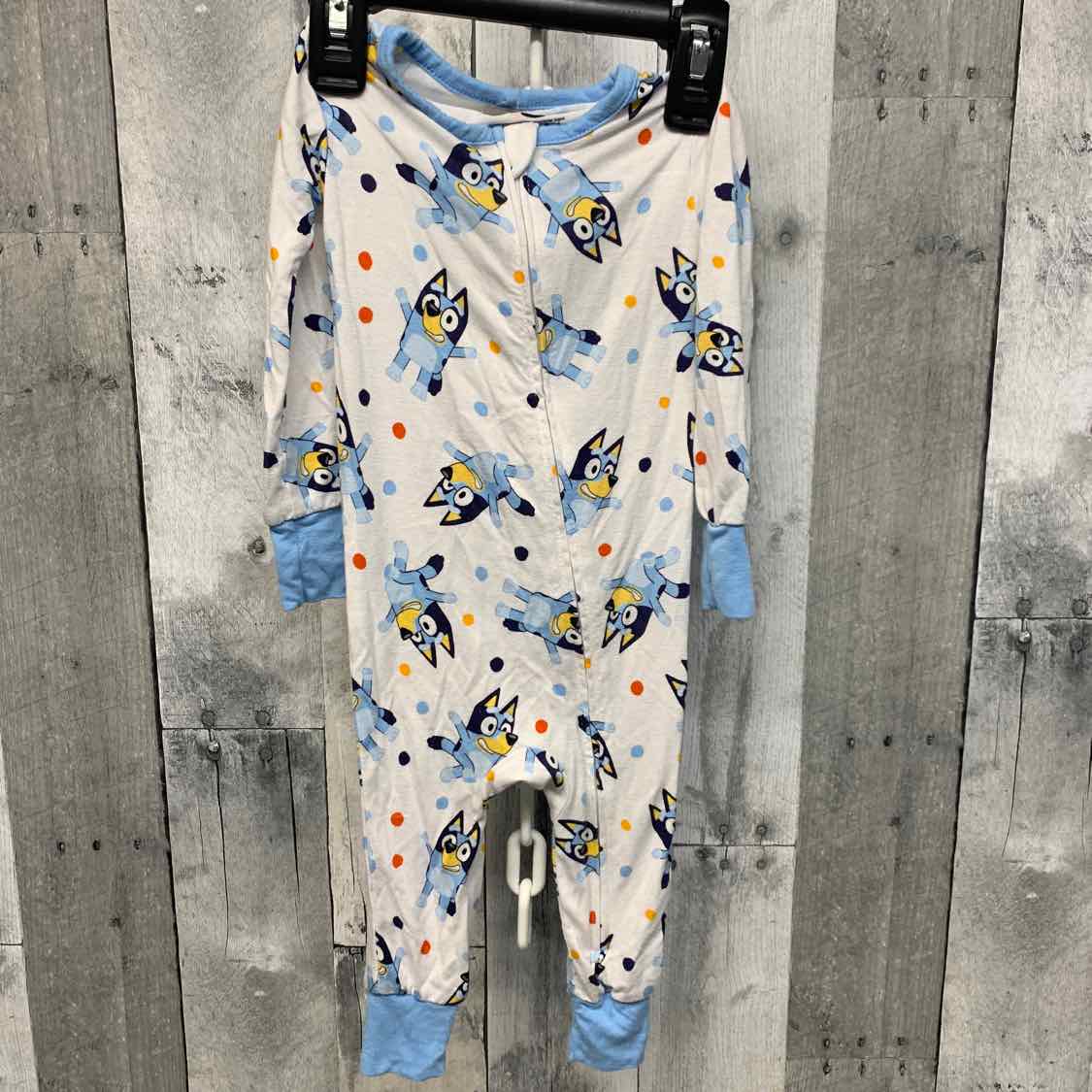 Size 12 Months White/Blue Disney Footy PJs
