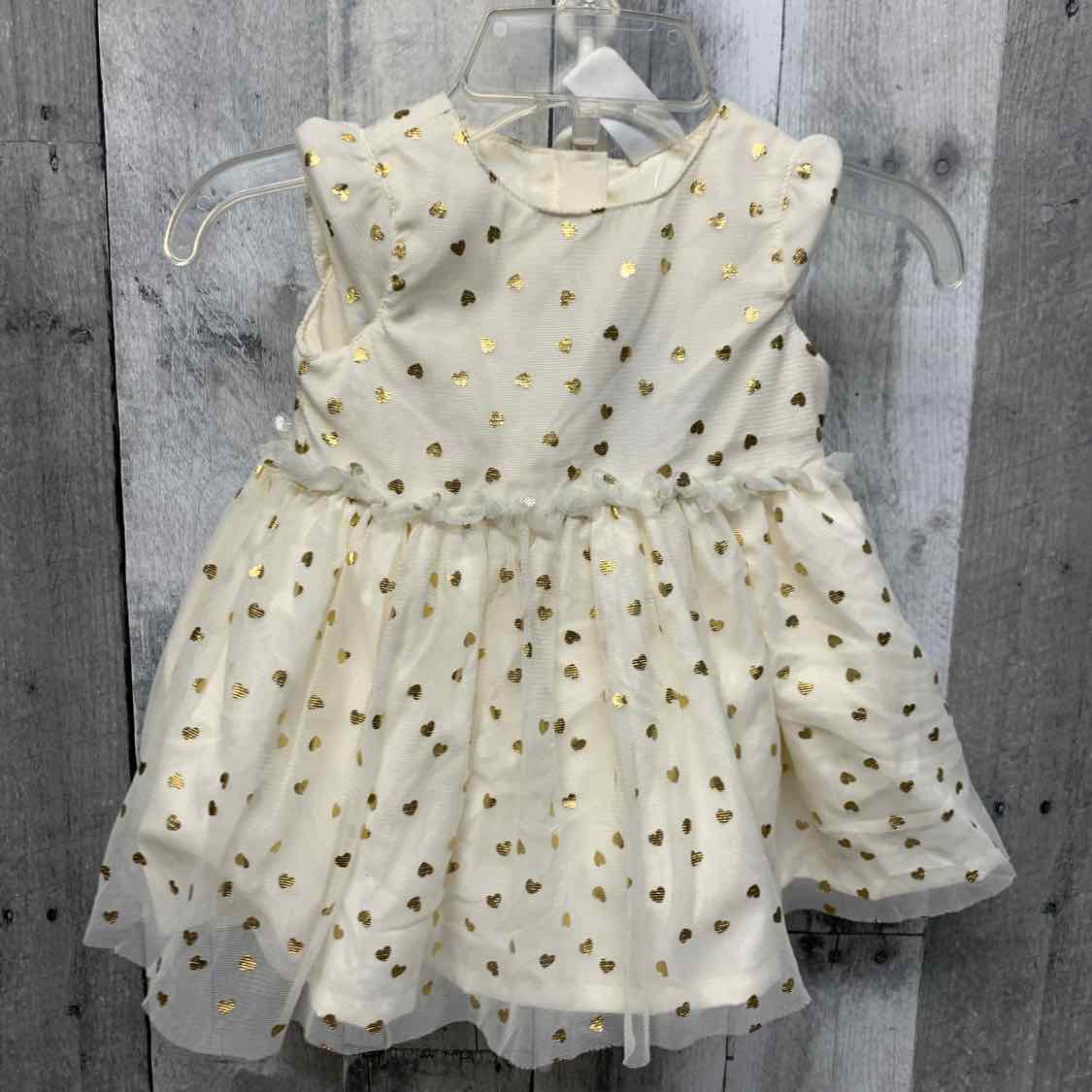 Size 3 Months White/Gold Carter's Dress - Party