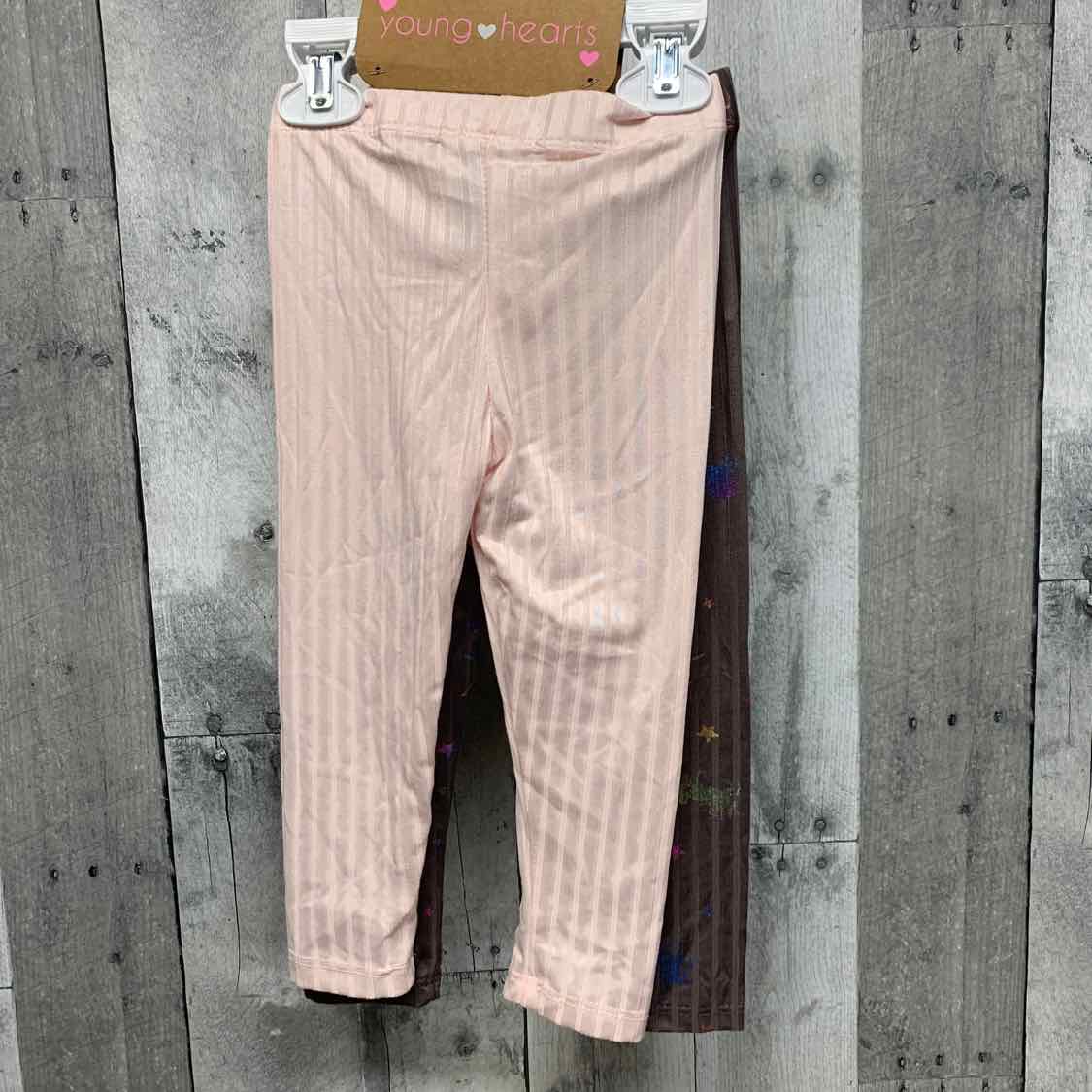 Size 2T Gray/Pink Young Hearts Leggings
