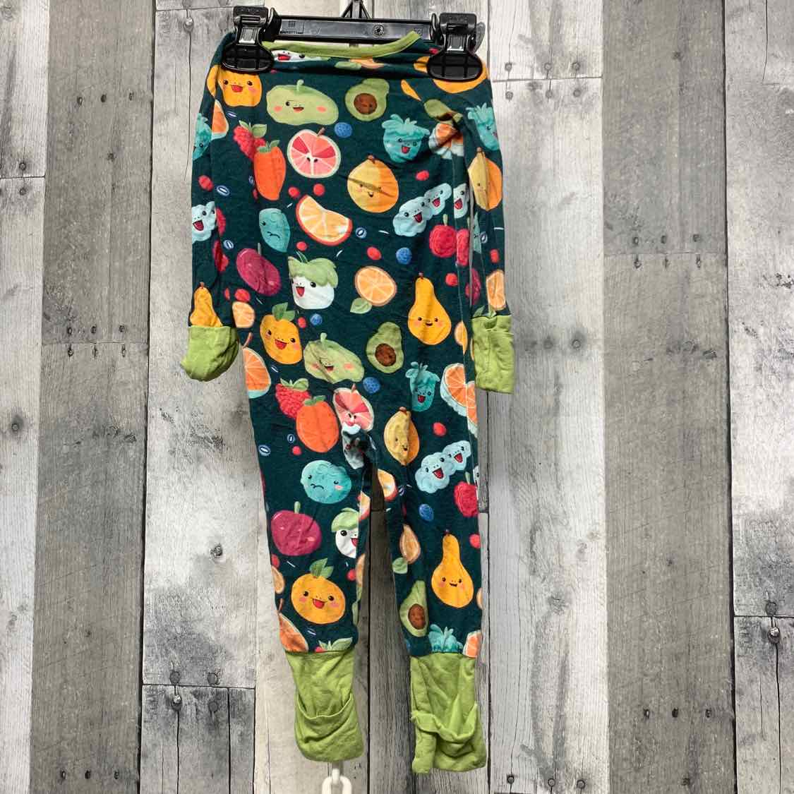 Size 3-6 Months Green Print Bamboo Footy PJs