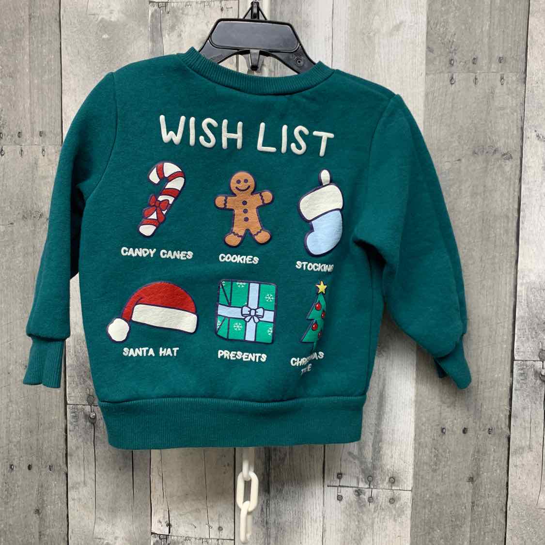 Size 2T Green/Red Disney Sweat Shirt
