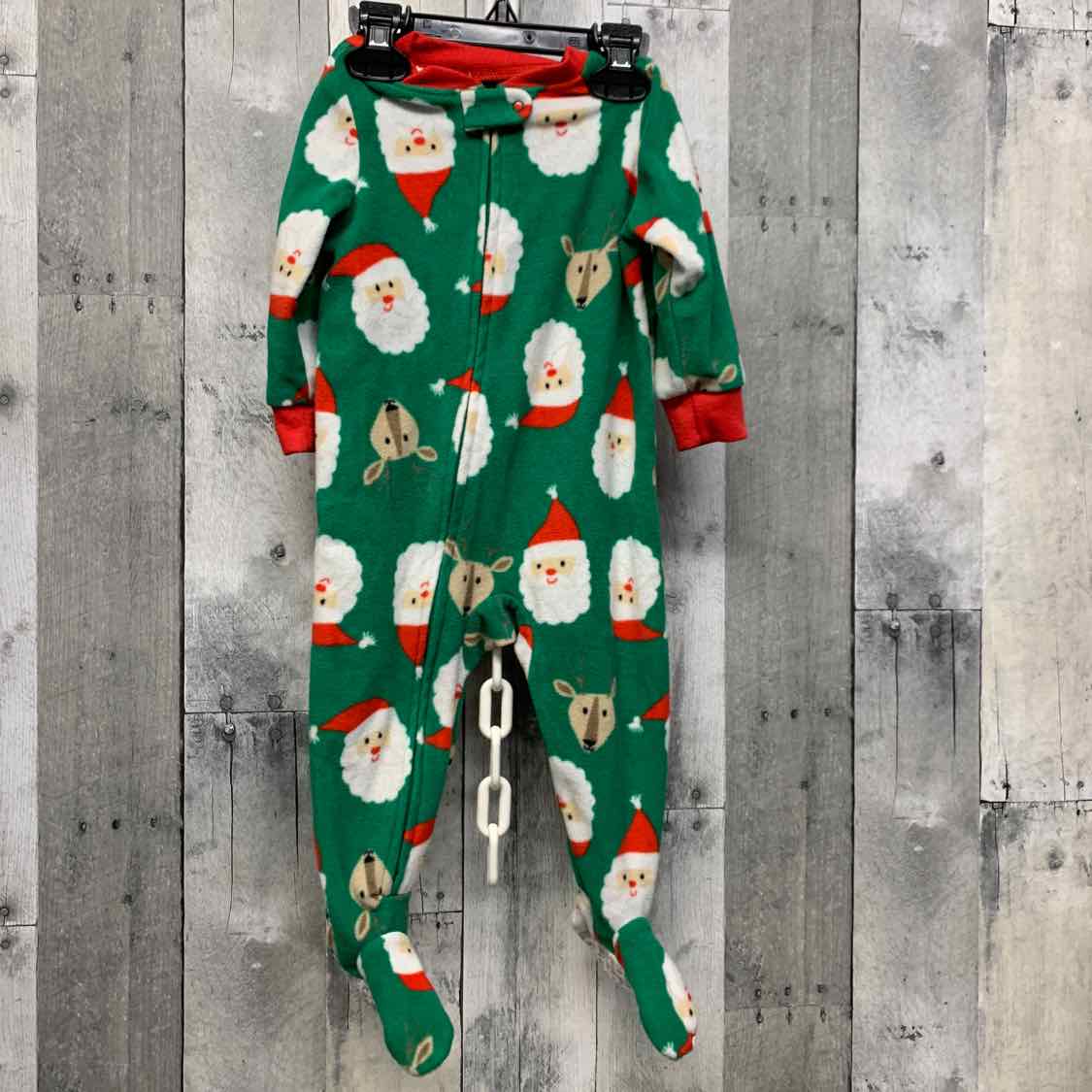 Size 12 Months Green Print Carter's Footy PJs