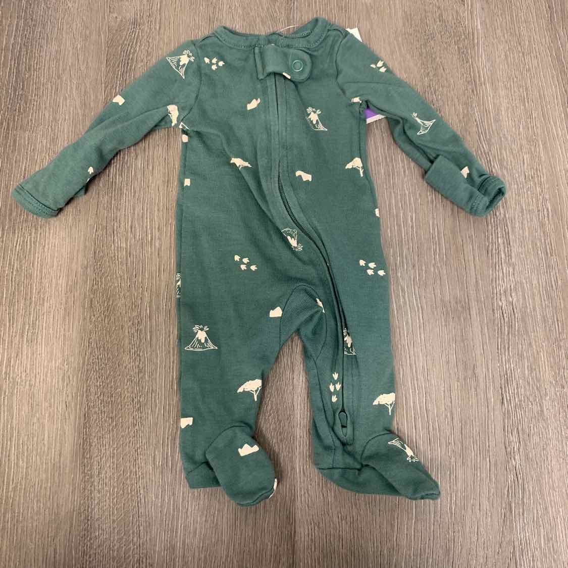 Size Preemie Green Print Child of Mine Footy PJs