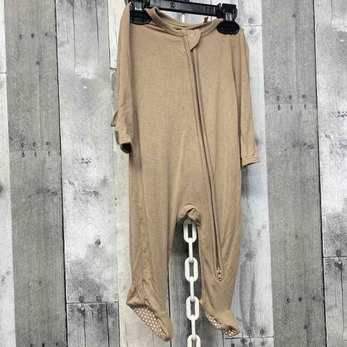 Size 3-6 Months Brown Bamboo Footy PJs - OodlesCB