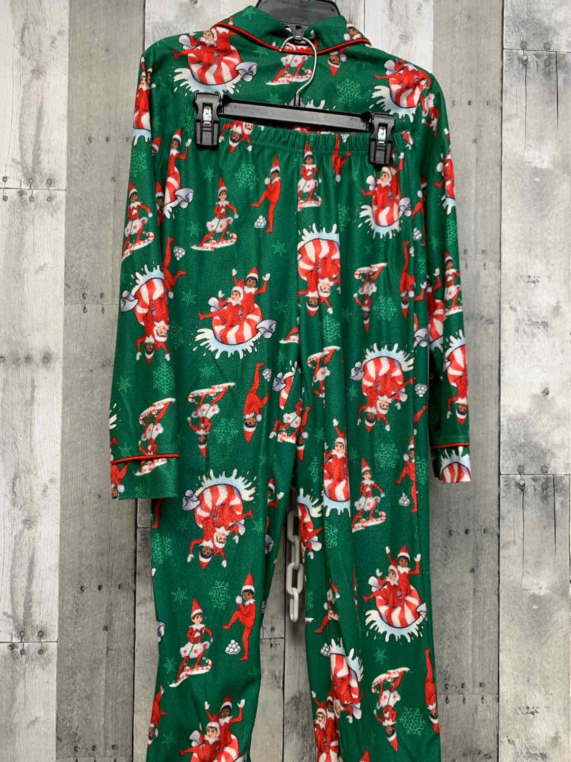 Size Medium Green Print Holiday Brands 2pc PJs