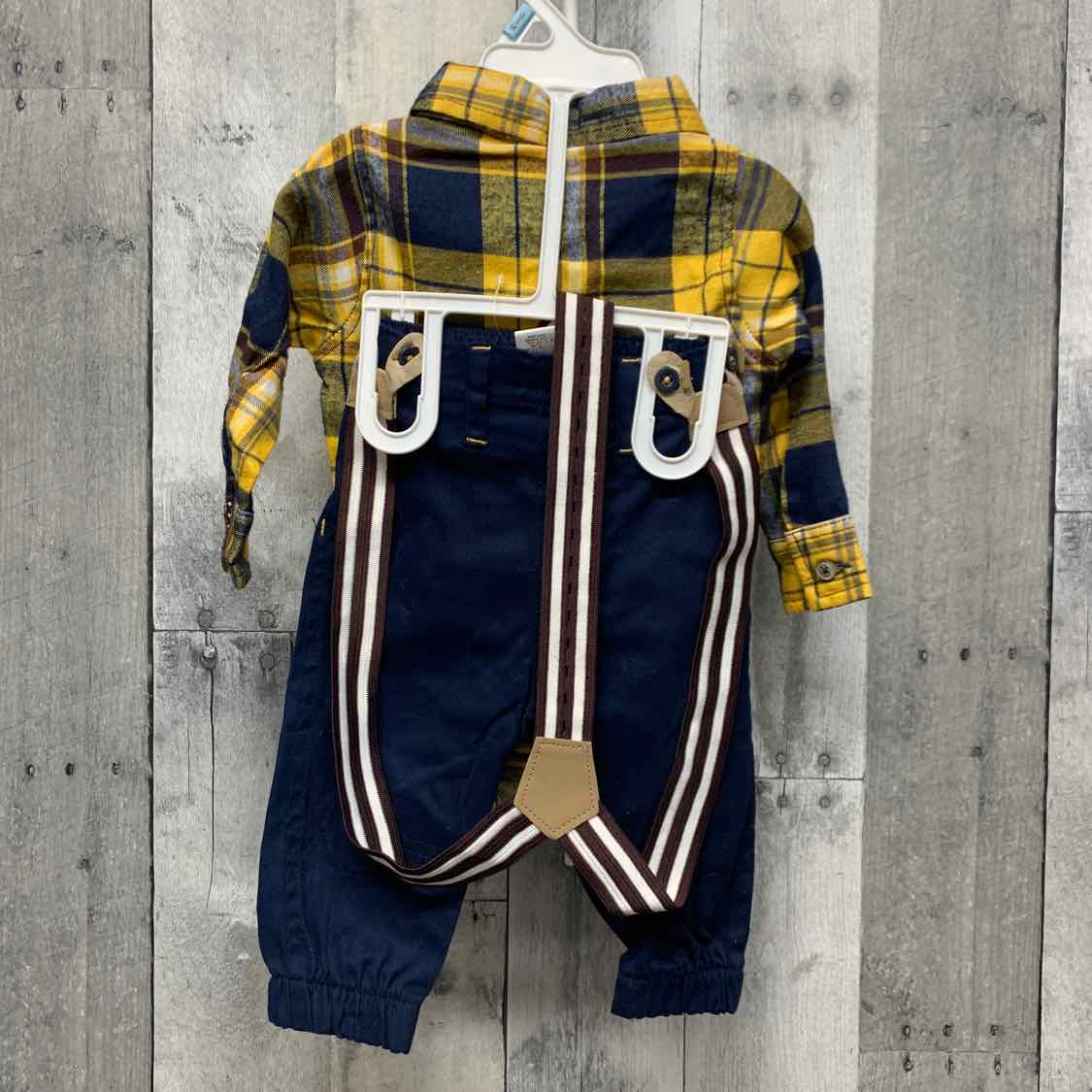 Size 0-3 Months Yellow Plaid B Brand Shirt/Pants