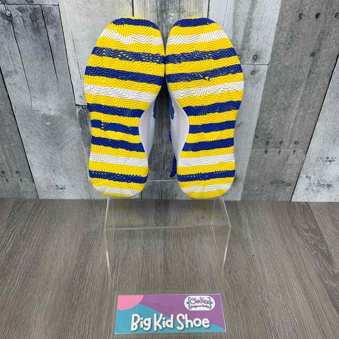 Size 5 Blue/Yellow Sport Brand Sneakers