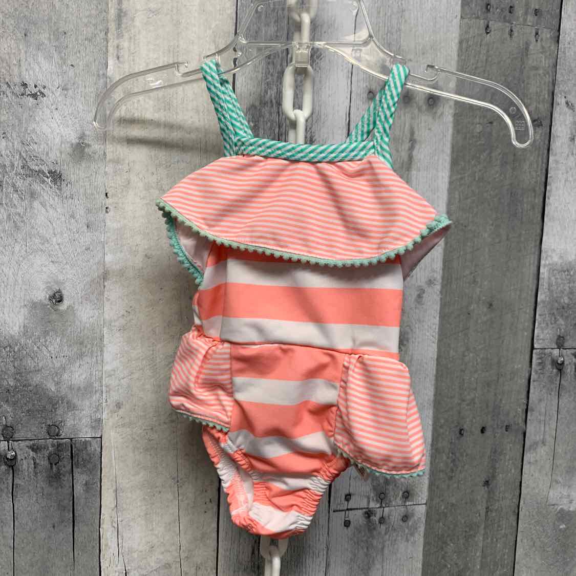 Size 12 Months Orange/White Penelope Mack Swim Suit - 1pc