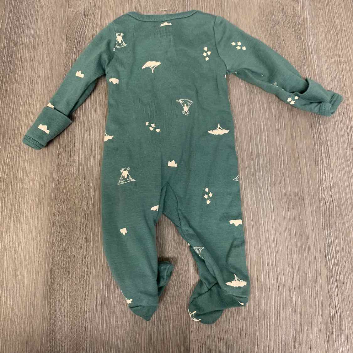 Size Preemie Green Print Child of Mine Footy PJs