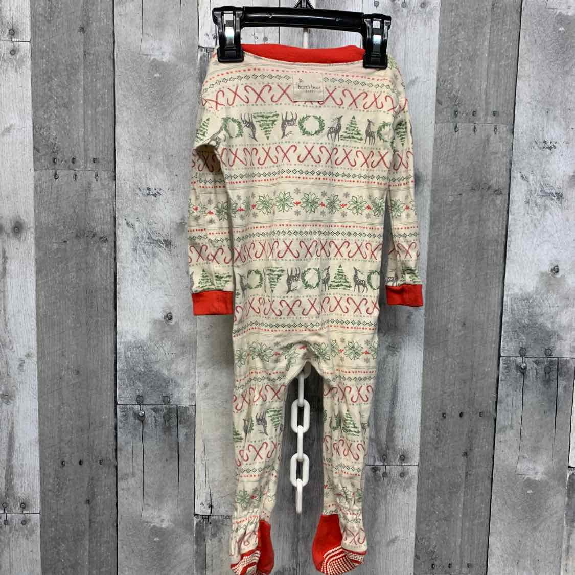 Size 6-9 Months Ivory/Red Burt's Bees Baby Footy PJs