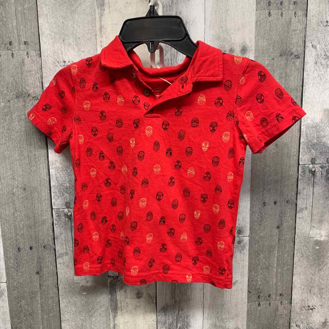 Size 4T Red Print Marvel Polo