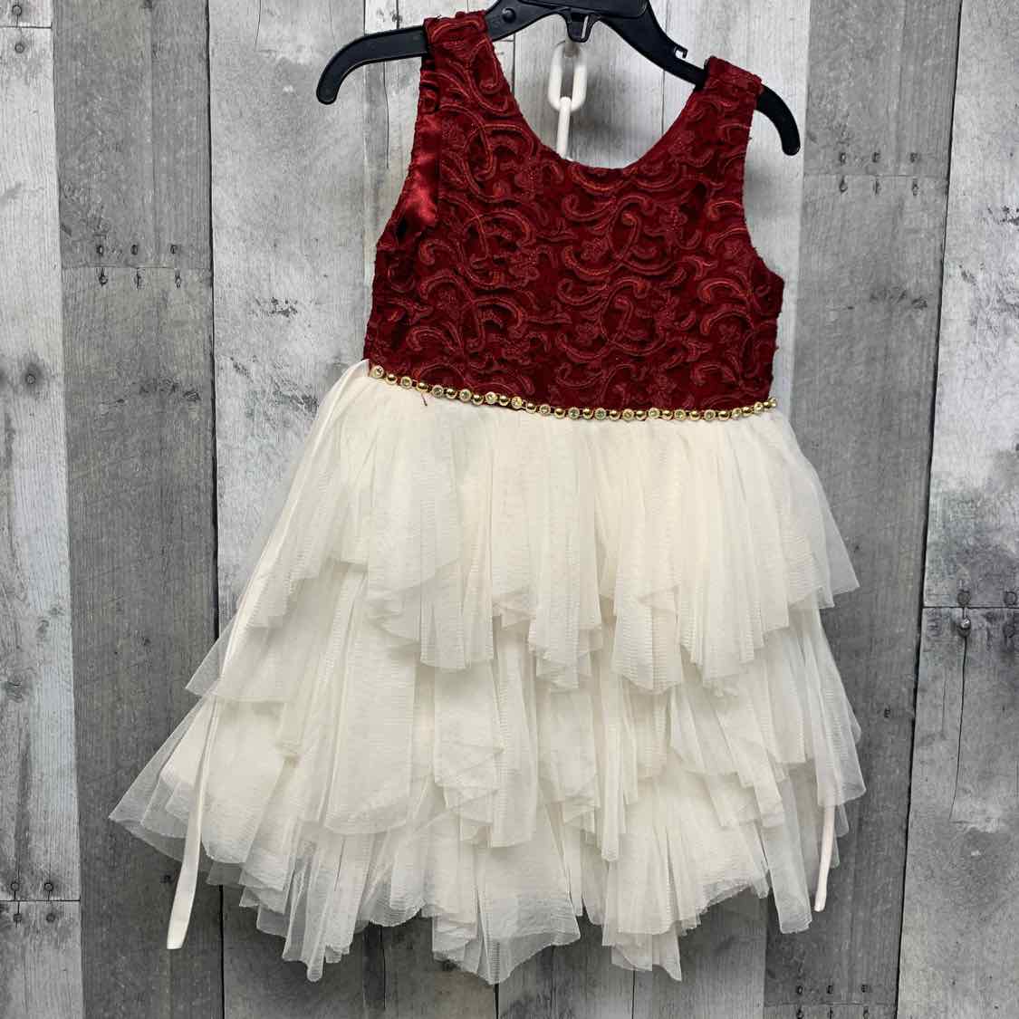 Size 4T Burgundy/White American Princess Dress - Party