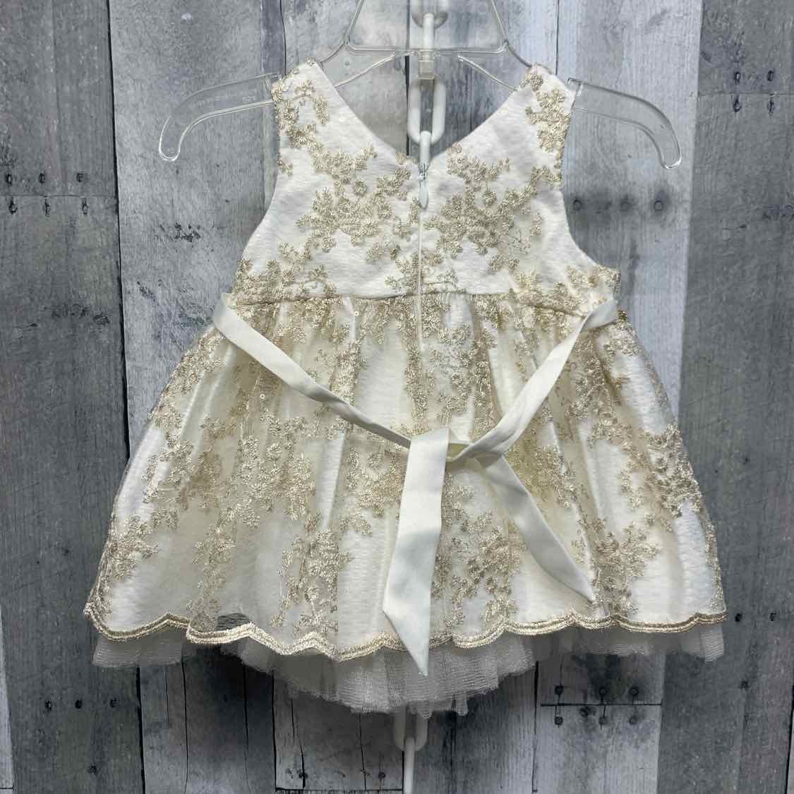 Size 9 Months White/Gold American Princess Dress - Party