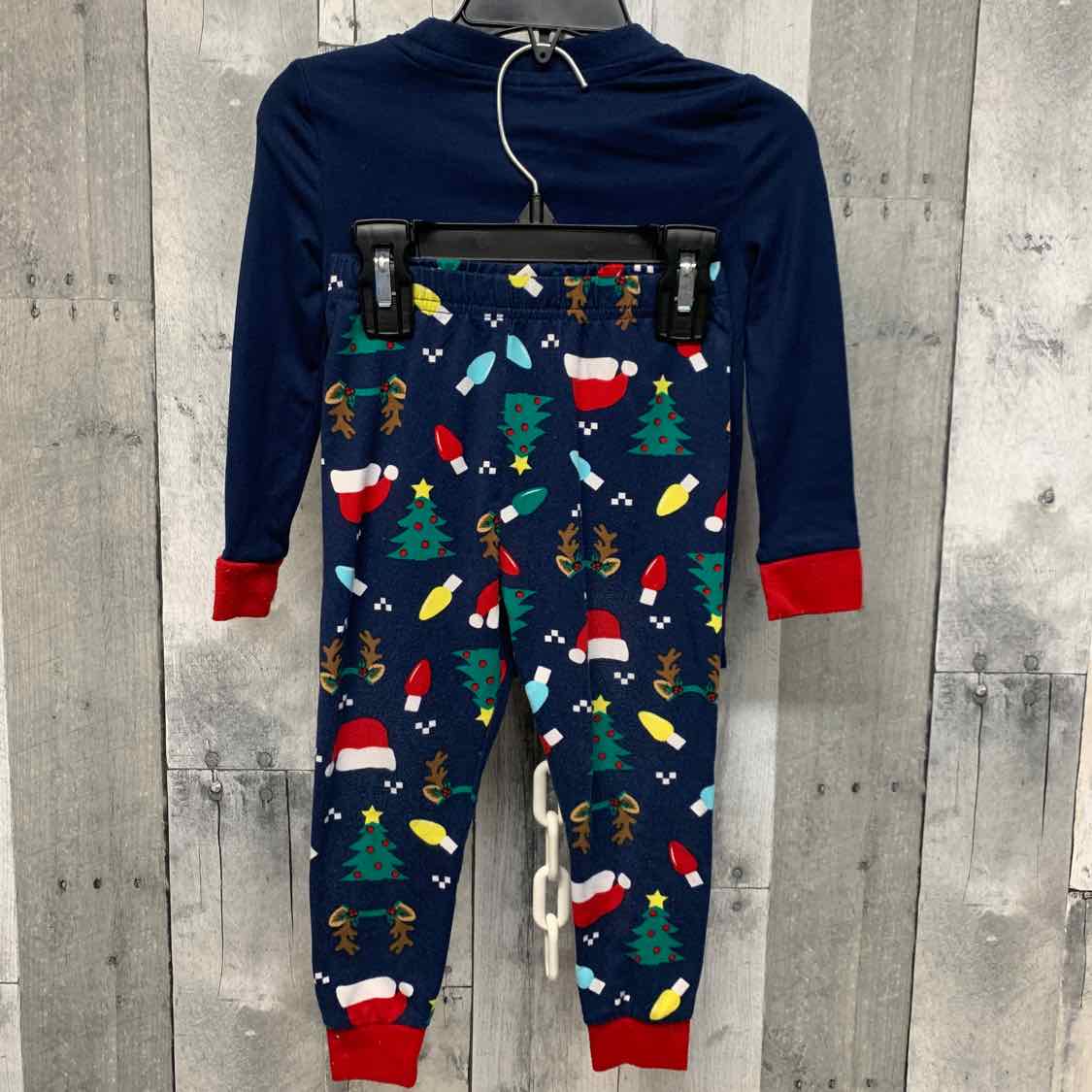 Size 2T Navy/Red Holiday Brands 2pc PJs