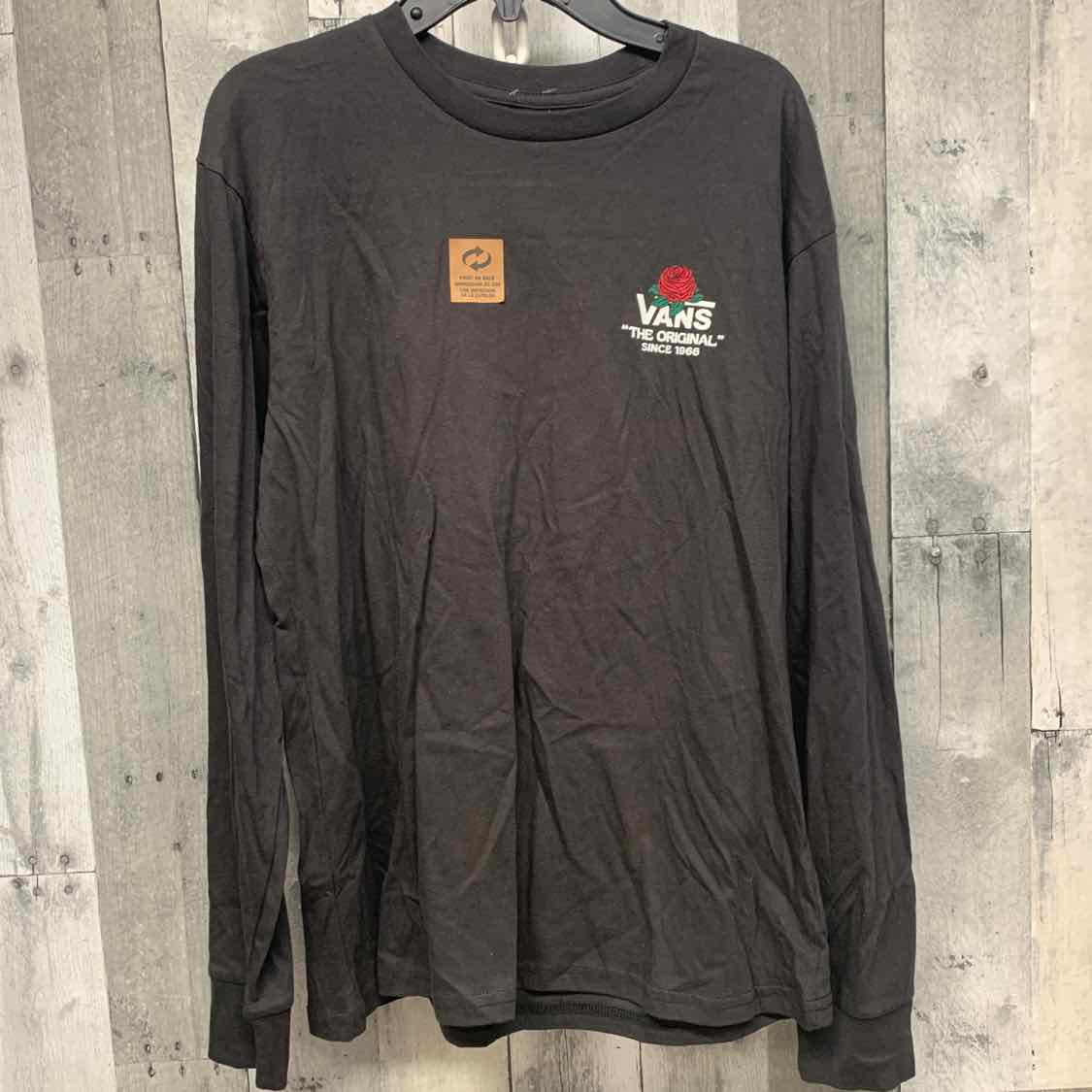 Size 14 Black Graphic Vans Long Sleeve Shirt