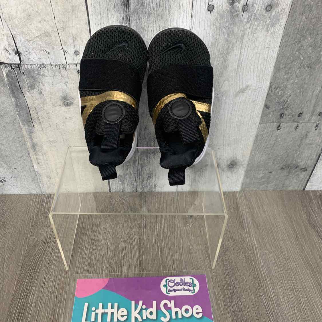 Size 6 Black/Gold Sport Brand Sneakers