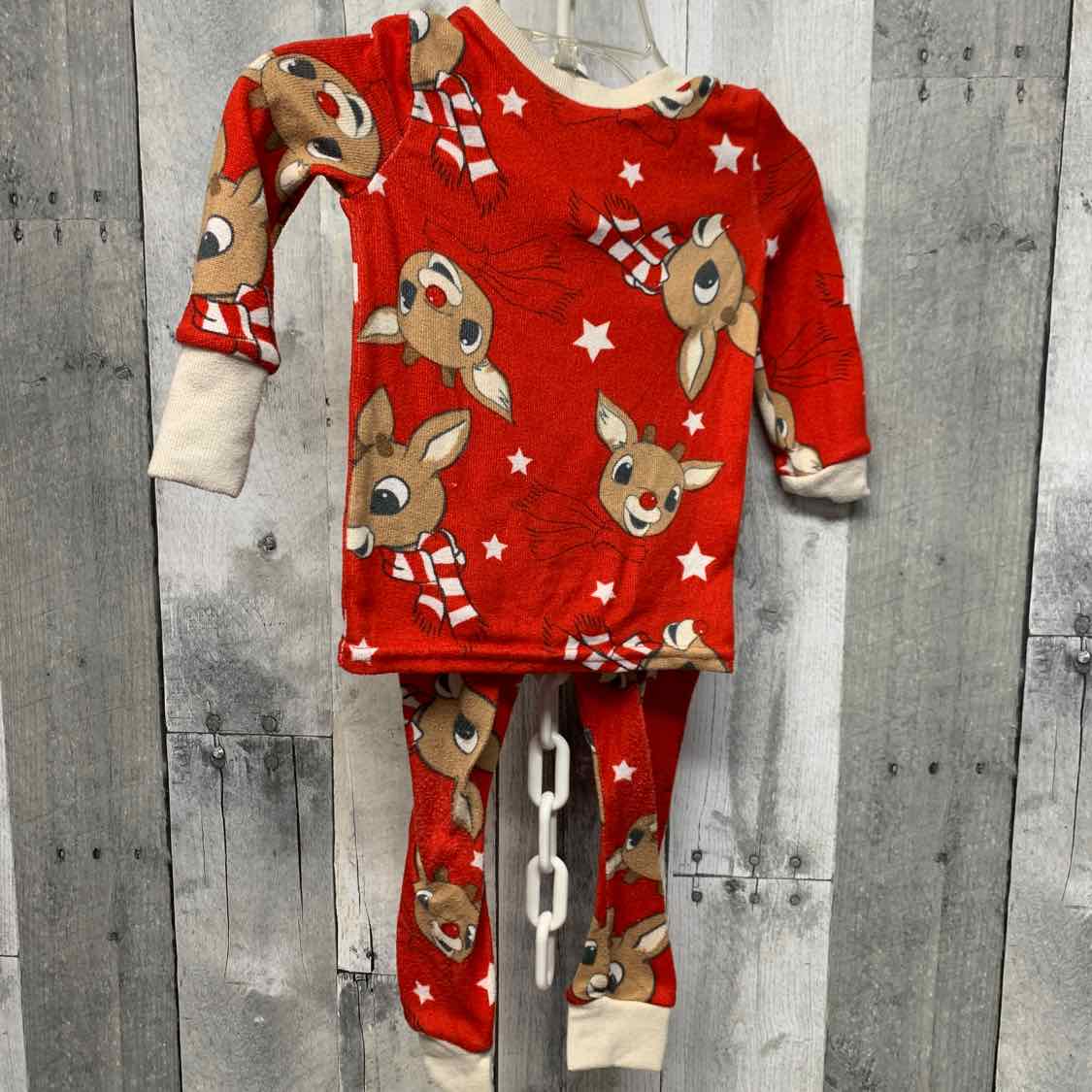 Size 2T Red/Tan B Brand 2pc PJs