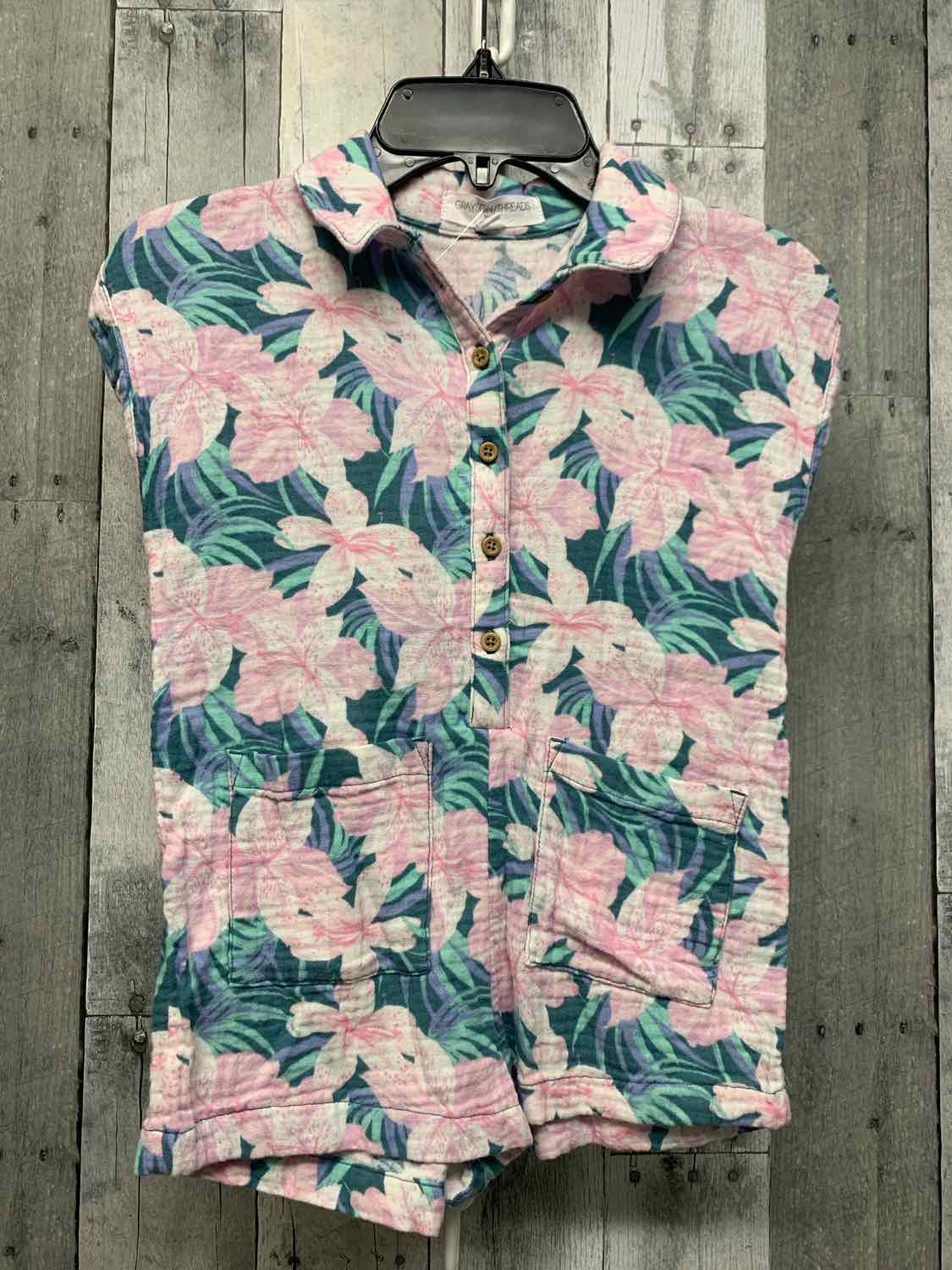 Size 4/5 Pink/Teal Grayson Threads Romper