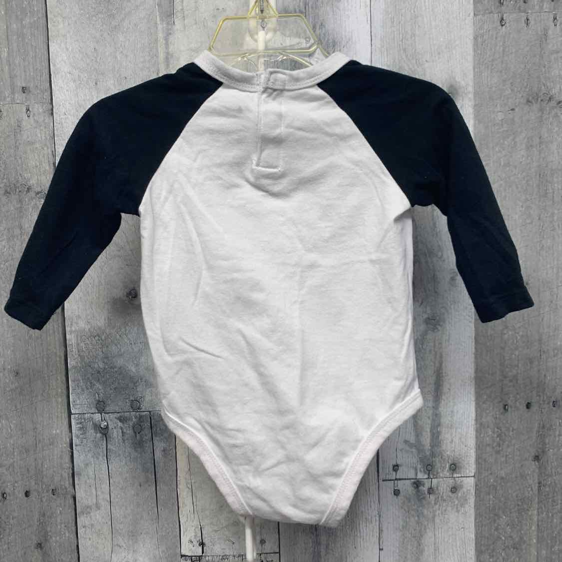 Size 9 Months White/Black Sport Brand Bodysuit