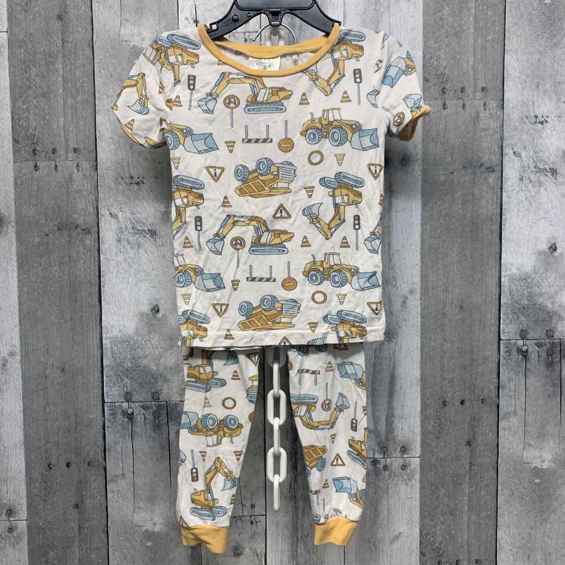 Size 2T White/Yellow Bamboo 2pc PJs