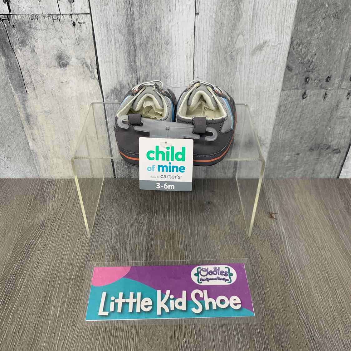 Size 3-6 Months Gray/Blue Child of Mine Soft Sole Shoes