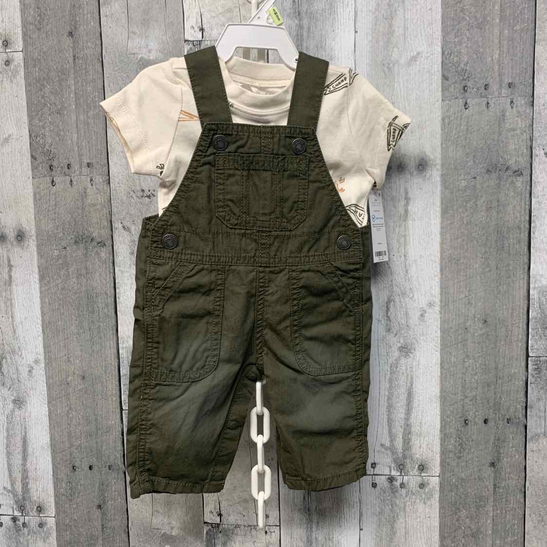 Size 3 Months White/Green Carter's Shirt/Pants