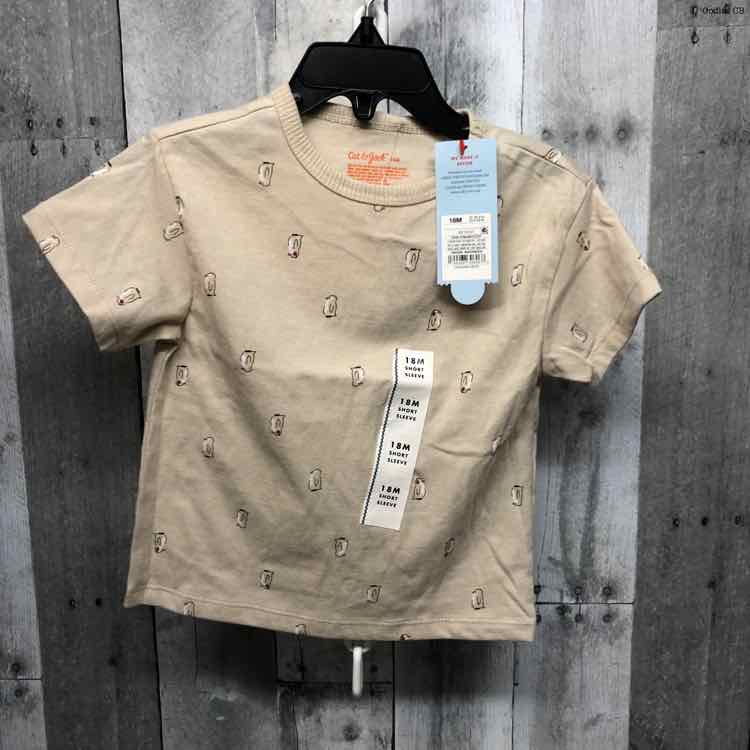 Size 18 Months Tan Graphic Cat & Jack T Shirt