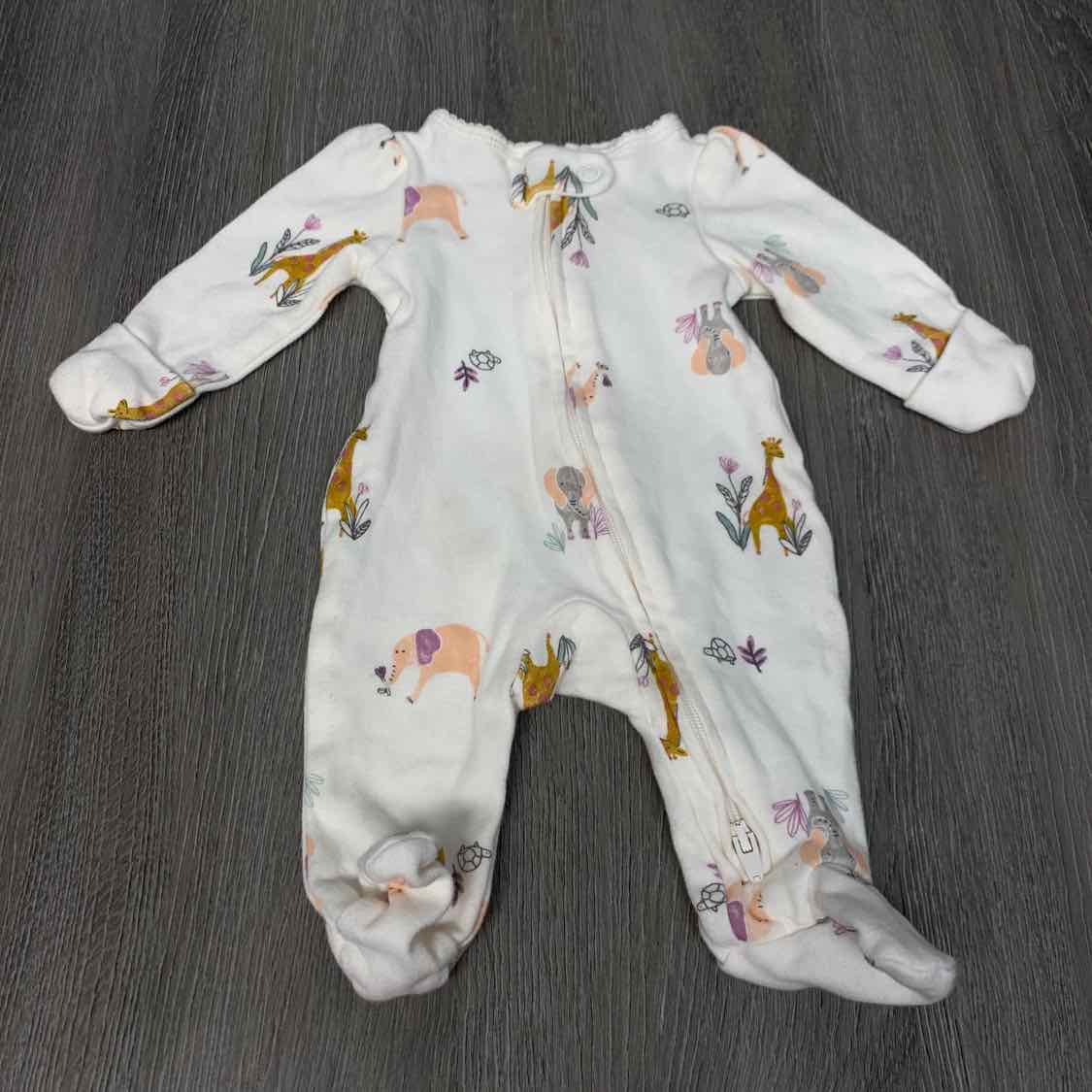 Size Preemie White Graphic Carter's Footy PJs