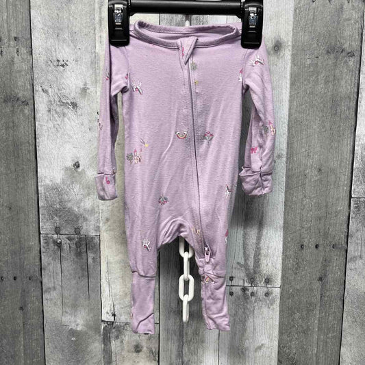 Size Newborn Purple Floral Print Carter's Footy PJs