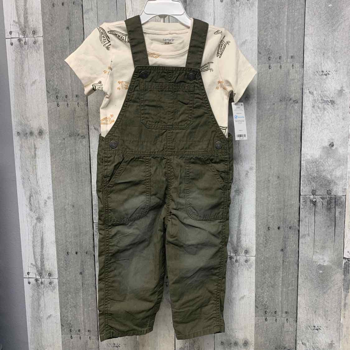 Size 24 Months White/Green Carter's Shirt/Pants