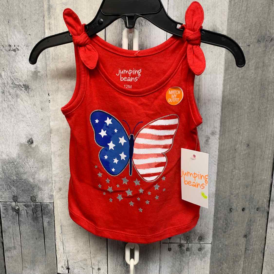 Size 12 Months Red Graphic Jumping Beans Tank Top