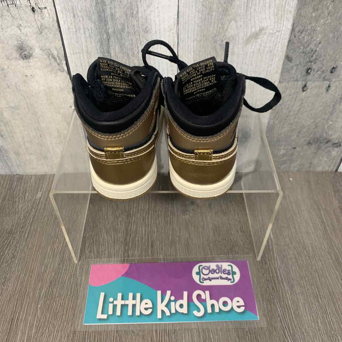 Size 4 Black/Gold Sport Brand Sneakers