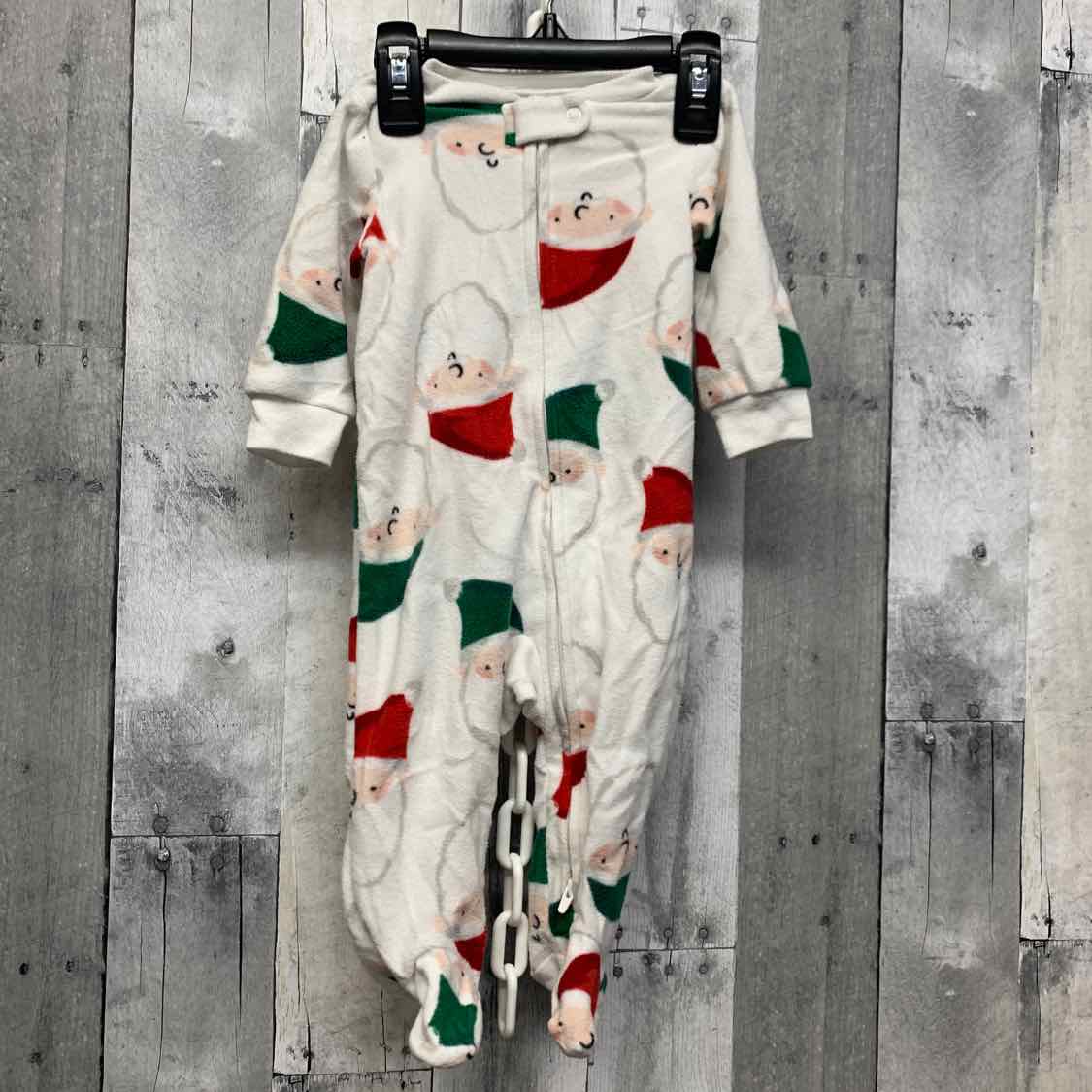 Size 6 Months White Print Carter's Footy PJs