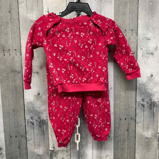 Size 9-12 Months Pink Floral Print B Brand Sweats - 2pc