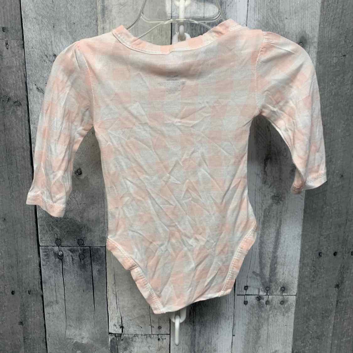 Size 0-3 Months Pink/White Bamboo Bodysuit