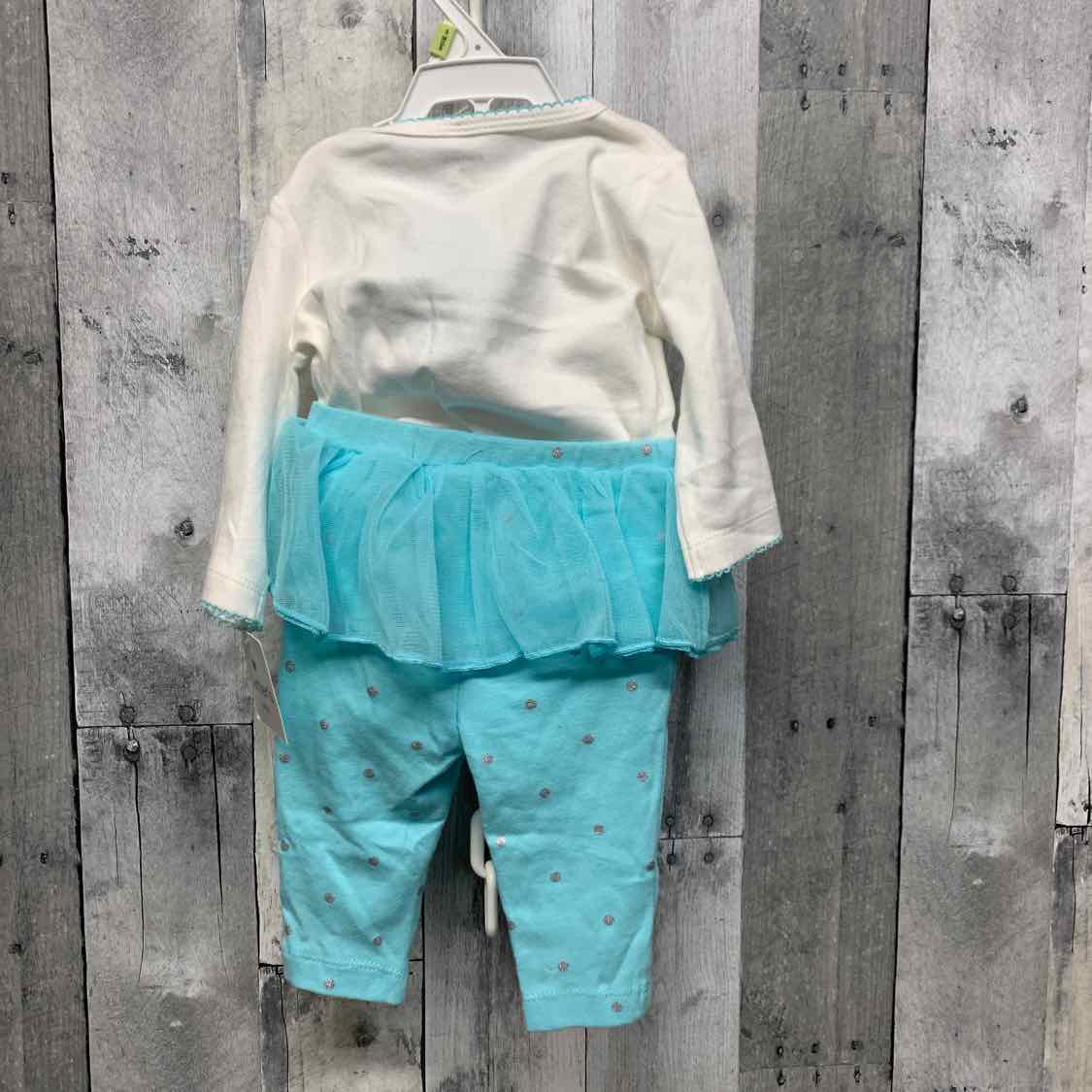 Size 3 Months White/Blue Carter's Shirt/Pants