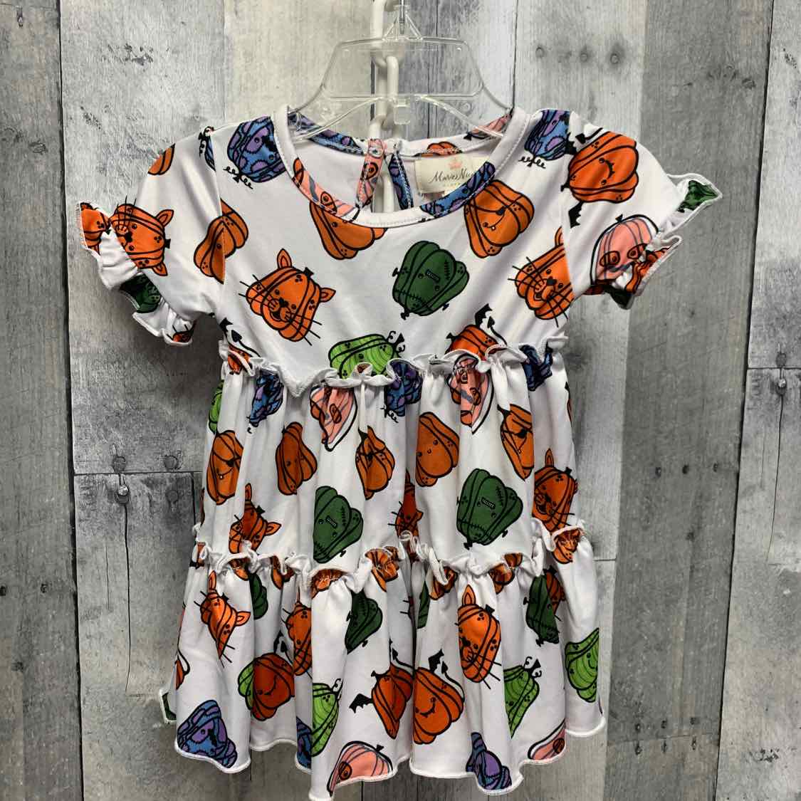 Size 9-12 Months White Print Boutique Brand Dress - Knit