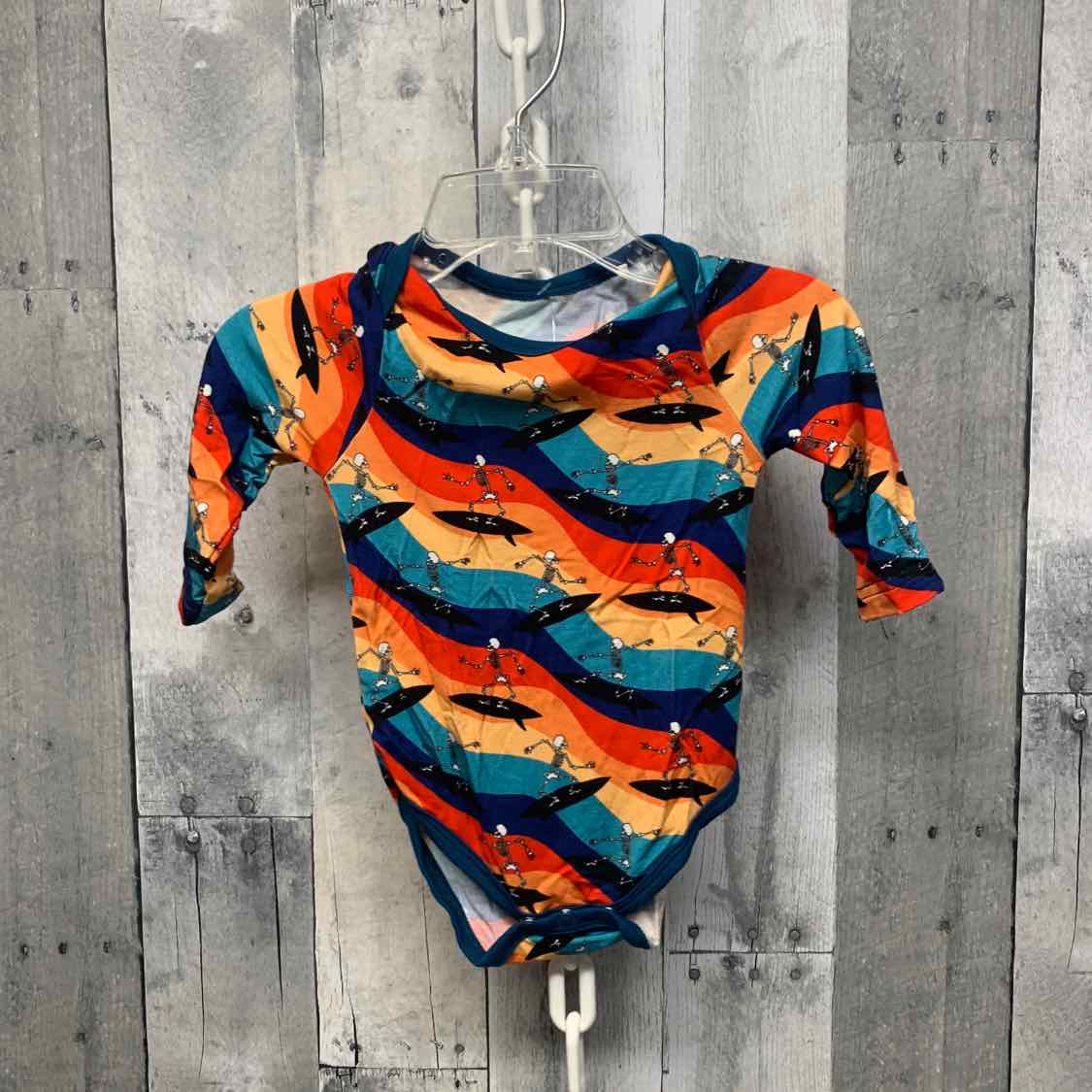 Size 0-3 Months Navy/Orange Bamboo Bodysuit