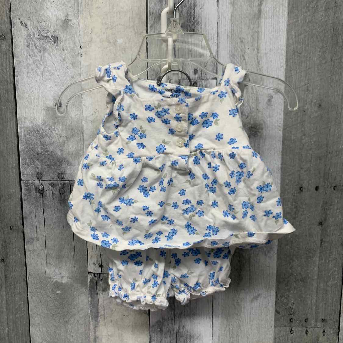 Size 3 Months White/Blue Carter's Shirt/Shorts