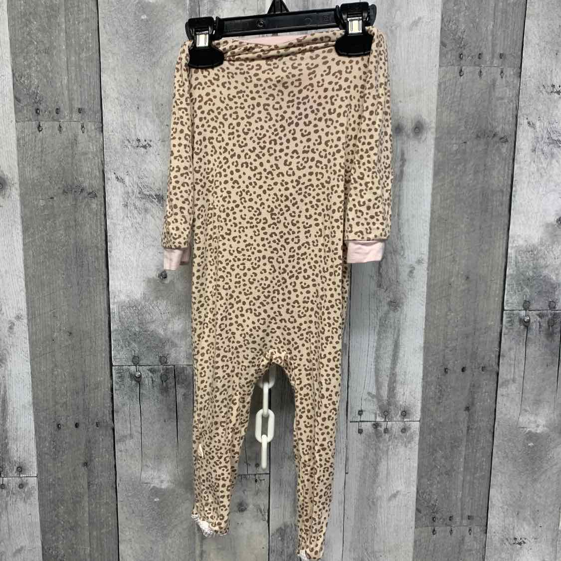 Size 12 Months Tan Animal Print Bamboo Footy PJs