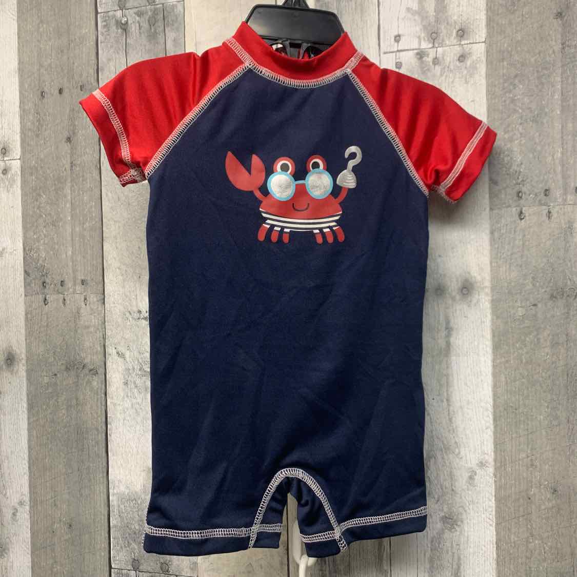 Size 6-9 Months Navy/Red B Brand 1pc Swim Suit