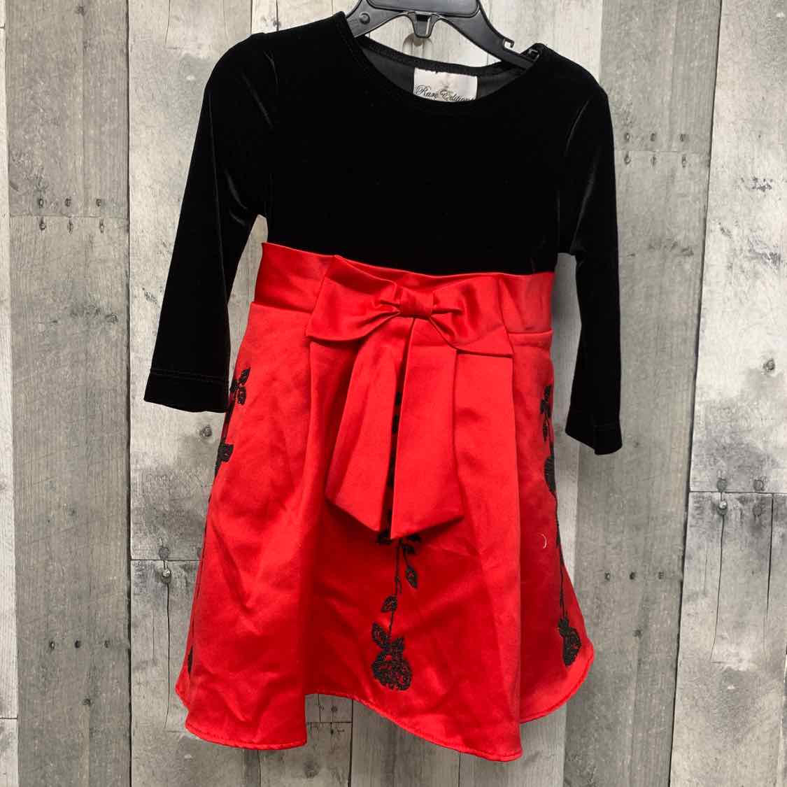 Size 2T Red/Black Rare Editions LS Dress
