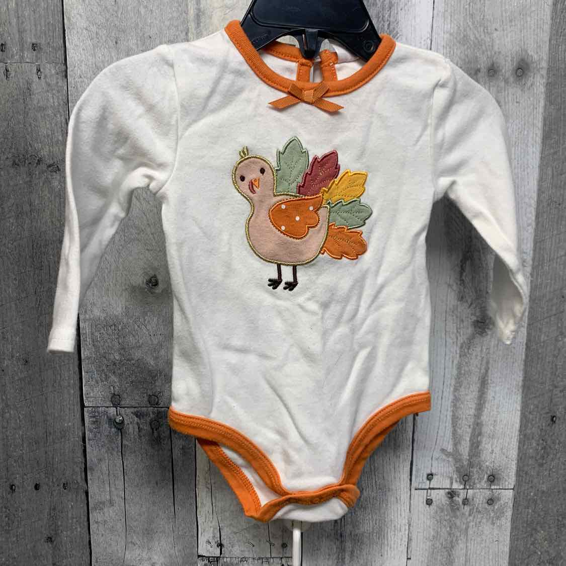 Size 9 Months White/Orange Baby Essentials Bodysuit