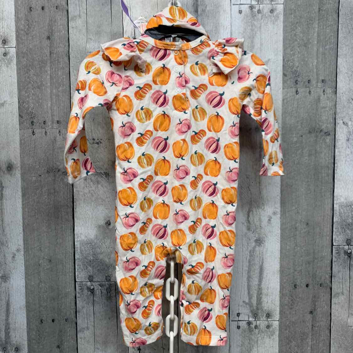 Size 3-6 Months White/Orange Chick Pea Romper