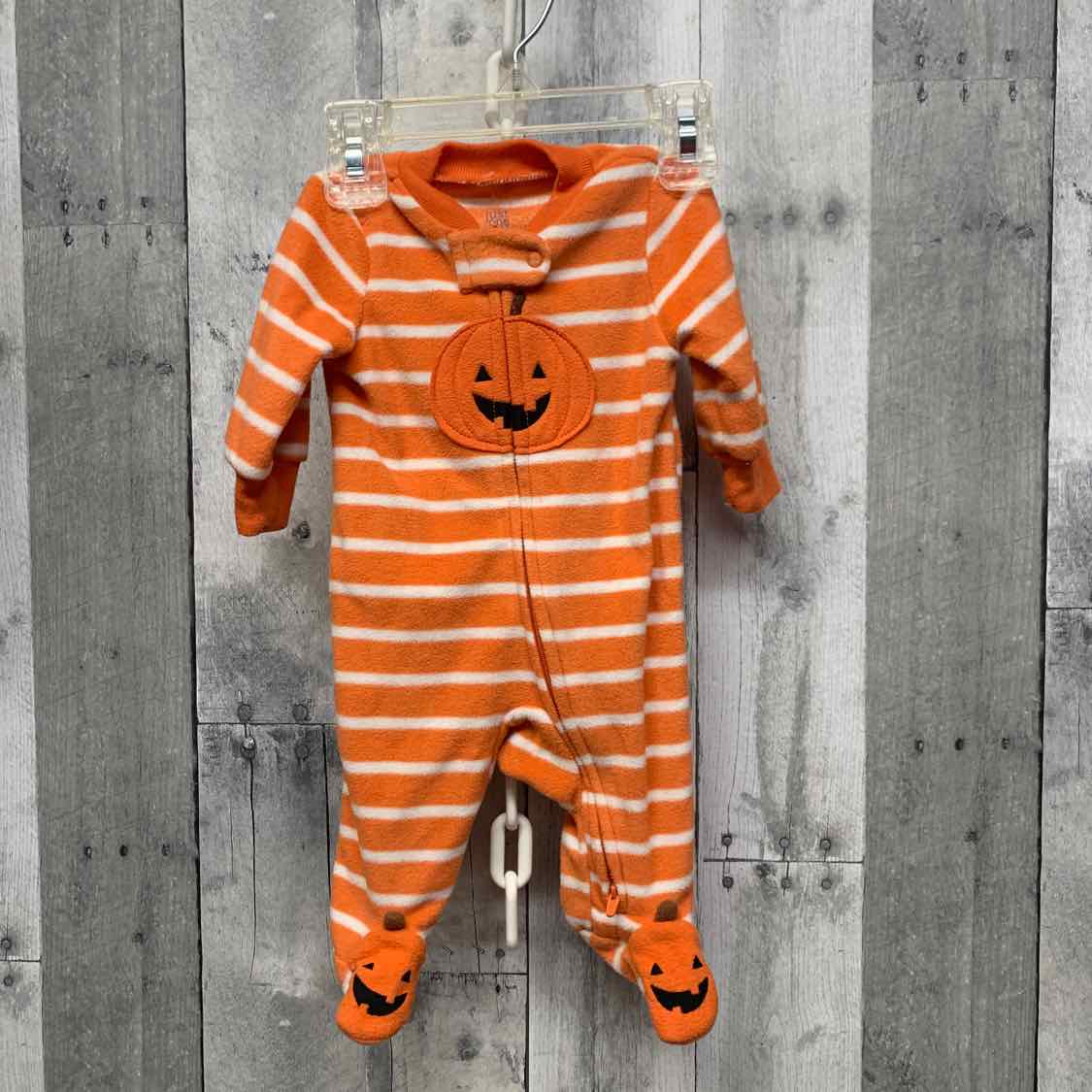 Size Newborn Orange/White Just One You Footy PJs