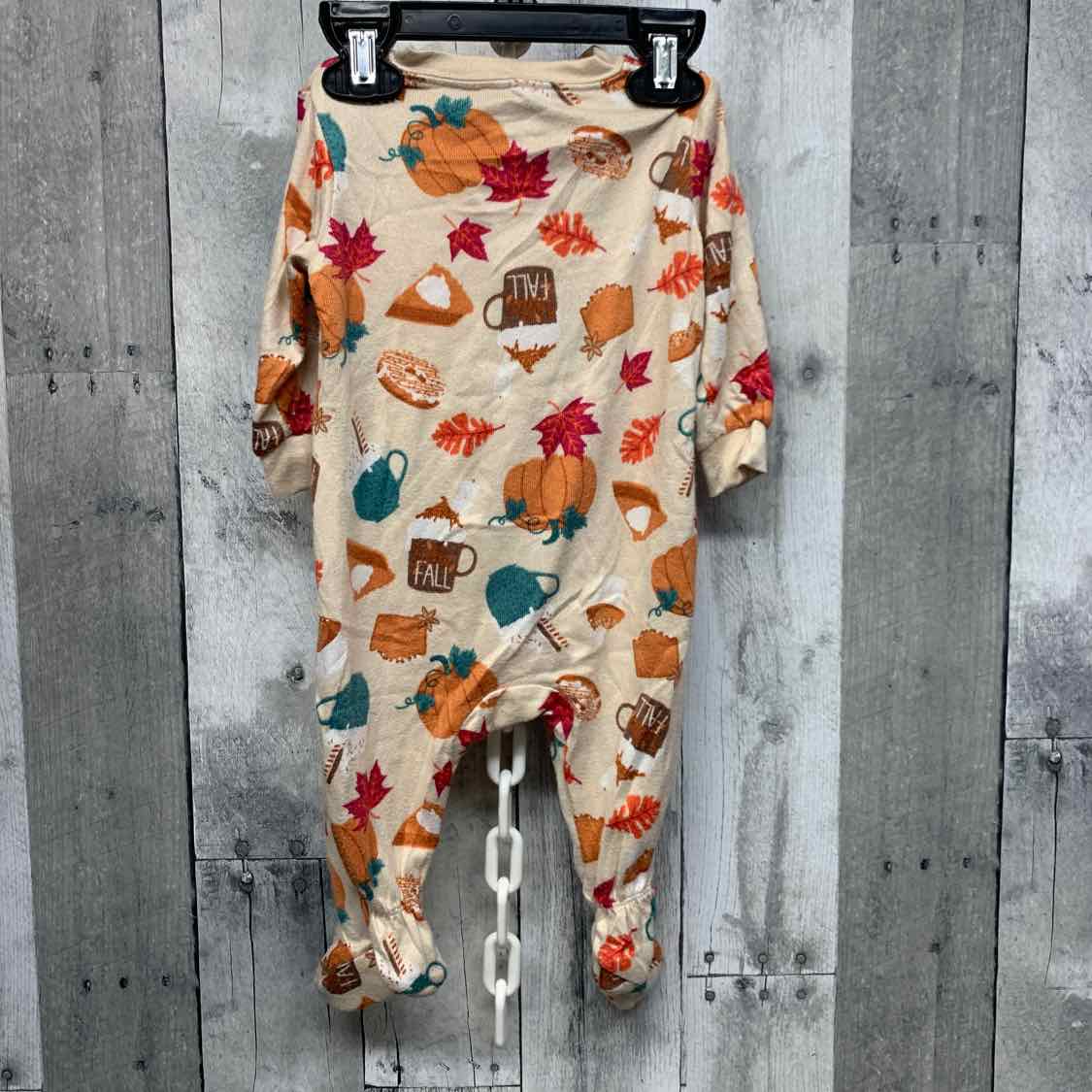 Size 3-6 Months Brown Print Holiday Brands Footy PJs