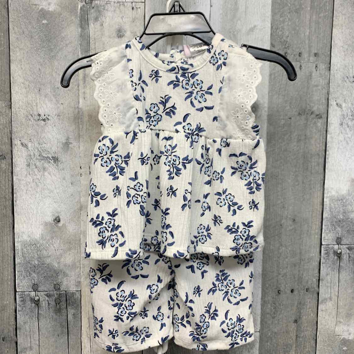 Size 0-3 Months White/Blue Little Lass Shirt/Pants