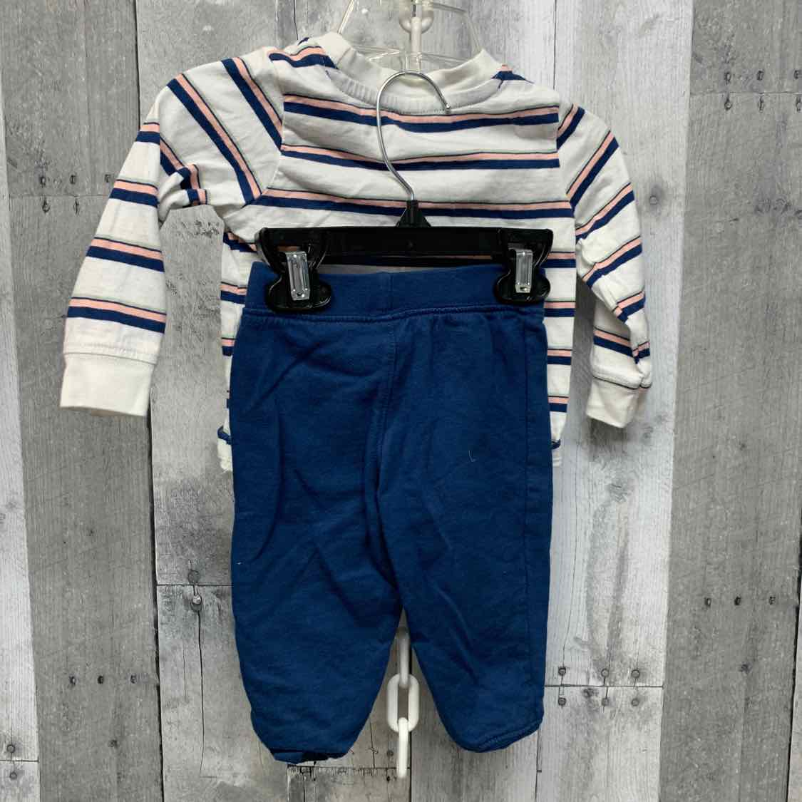Size 9 Months White/Navy Just One You Shirt/Pants