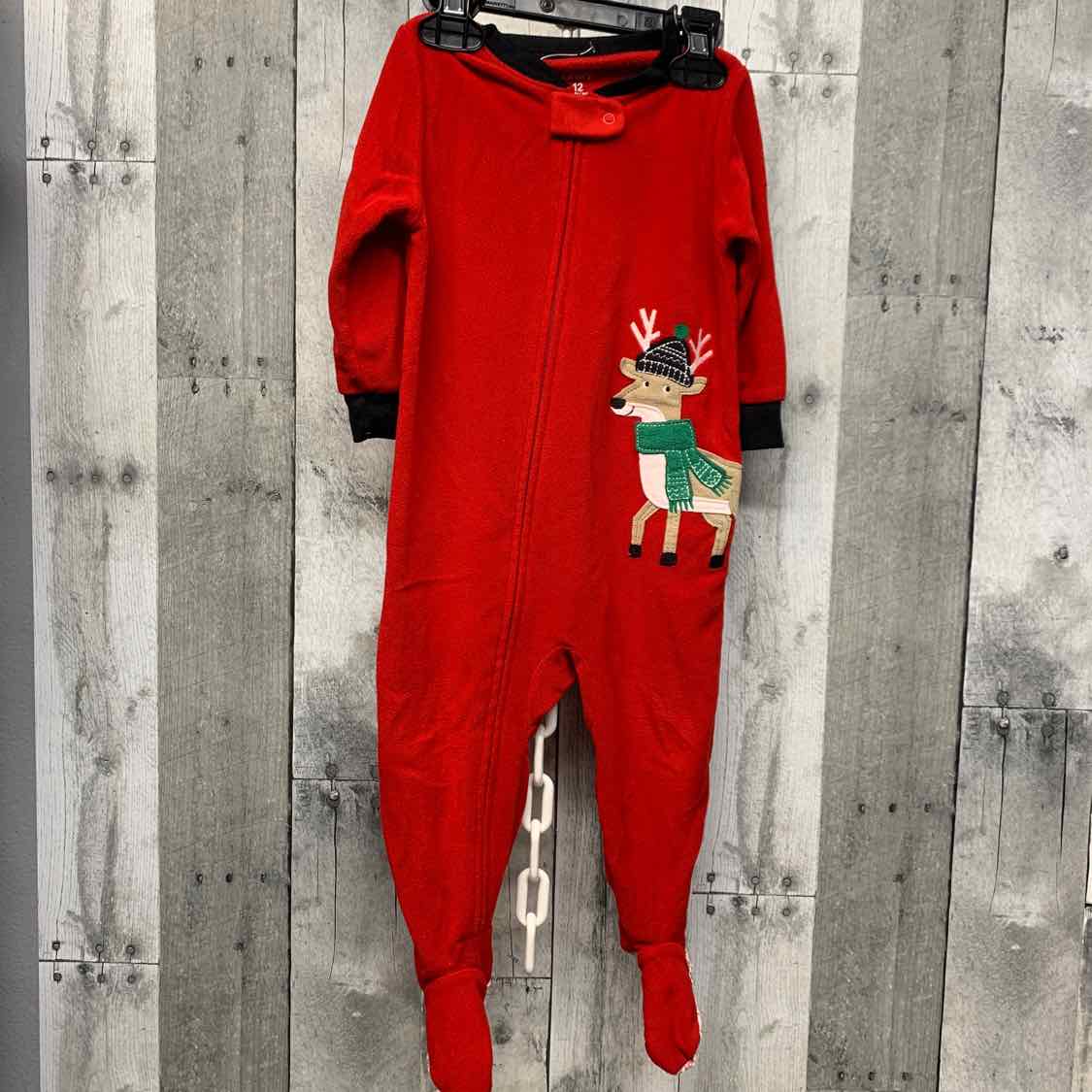 Size 12 Months Red/Tan Carter's Footy PJs