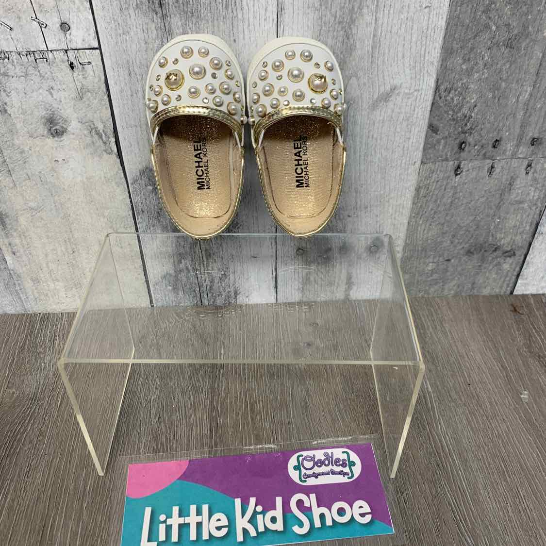 Size 2 White/Gold Michael Kors Slip On Shoes